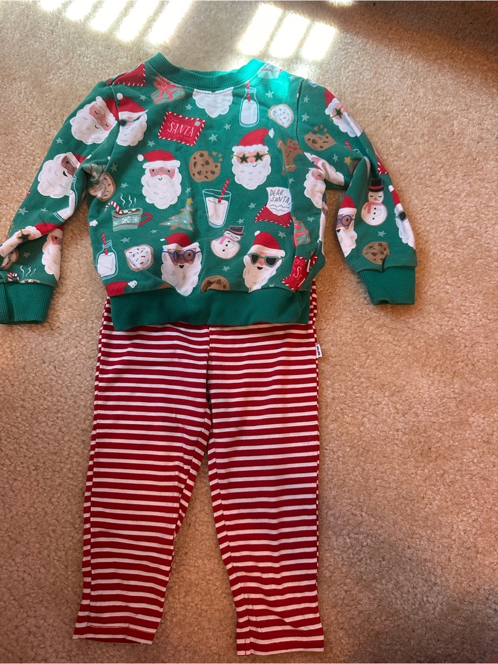 Little Sleepies Play Santa Sweatshirt and Matching Red Stripe Legging